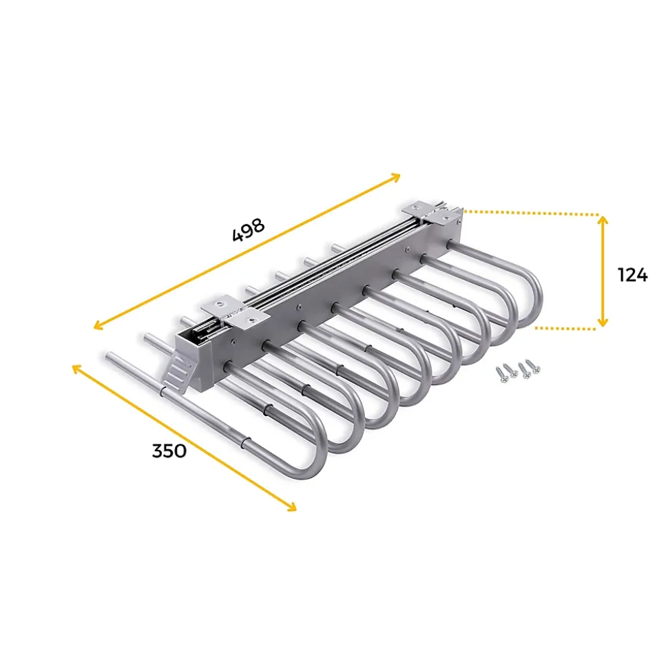 Emuca Porte-pantalons extractible, Droite, Peint en aluminium, Acier et Plastique.