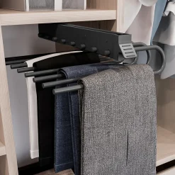 Emuca Porte-pantalons extractible, Droite, Peint en aluminium, Acier et Plastique.