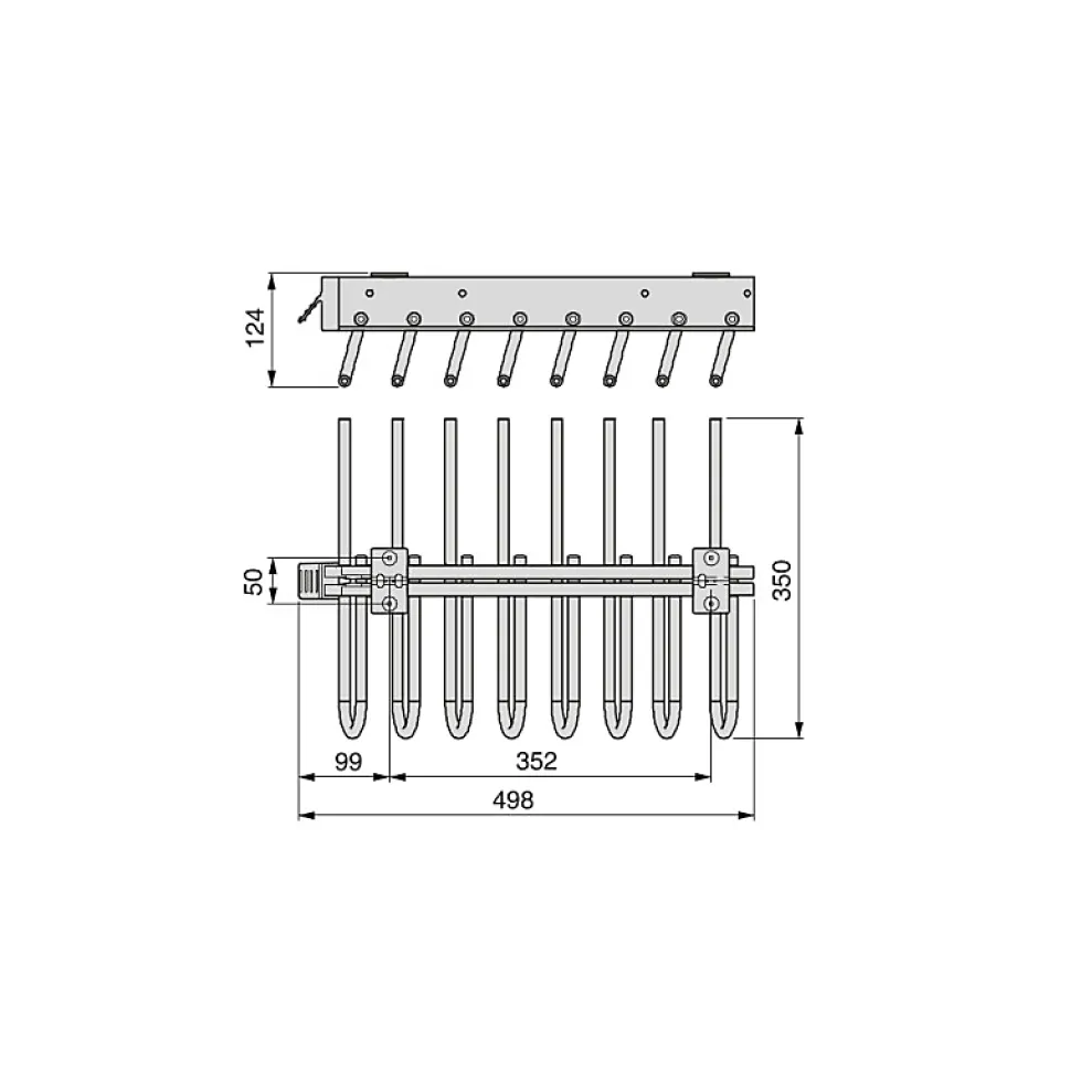 Emuca Porte-pantalons extractible, Droite, Peint en aluminium, Acier et Plastique.