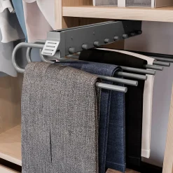 Emuca Porte-pantalons extractible, Gauche, Peint en aluminium, Acier et Plastique.