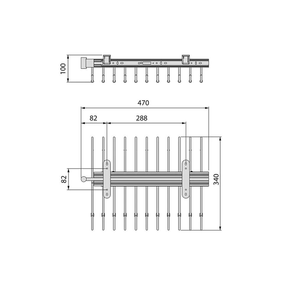 Emuca Porte-pantalons extractible, 11 tiges, guides d'extraction totale, Acier, Titane