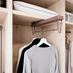 Emuca Porte-vêtements extractible Moka pour armoire, Plastique et Aluminium, Peint en moka