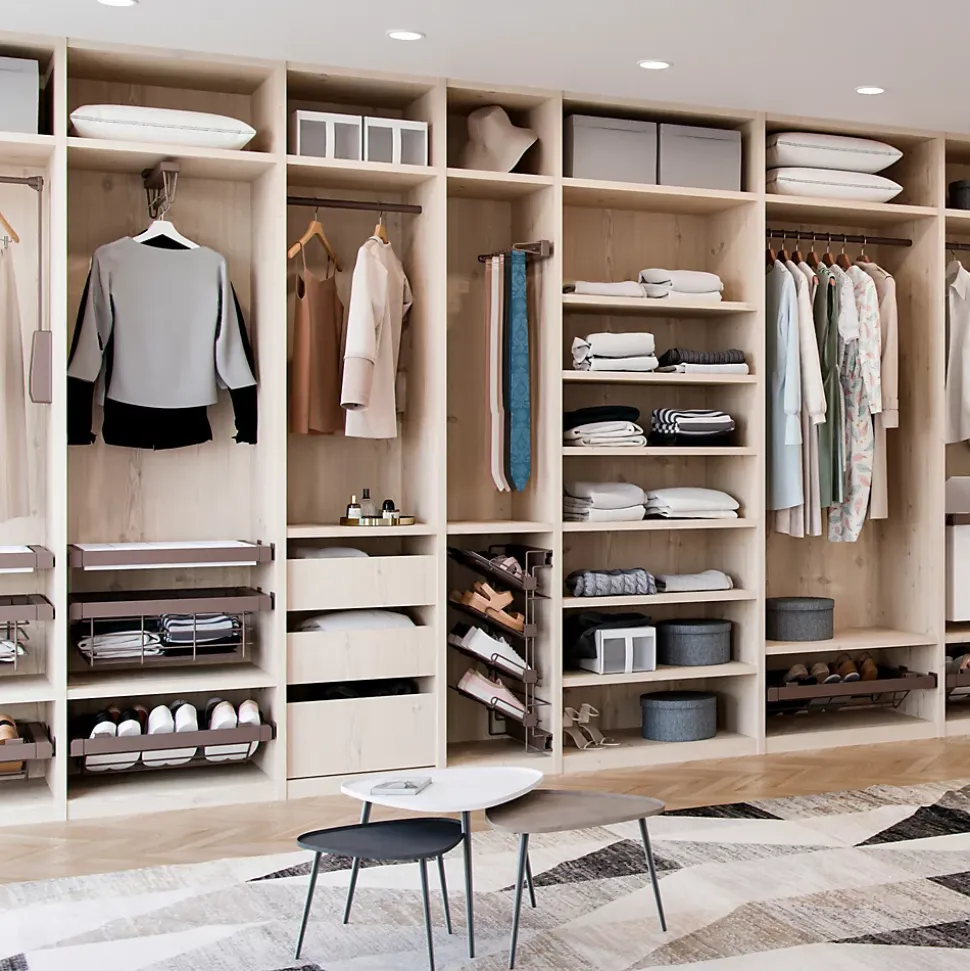 Emuca Porte-vêtements extractible Moka pour armoire, Plastique et Aluminium, Peint en moka