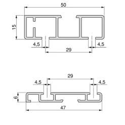 Emuca Système de montage en surface Flow 2 en kit pour une armoire avec 2 portes coulissantes en bois avec fermeture souple.
