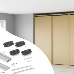 Emuca Système de montage en surface Flow 2 en kit pour une armoire avec 2 portes coulissantes en bois avec fermeture souple.