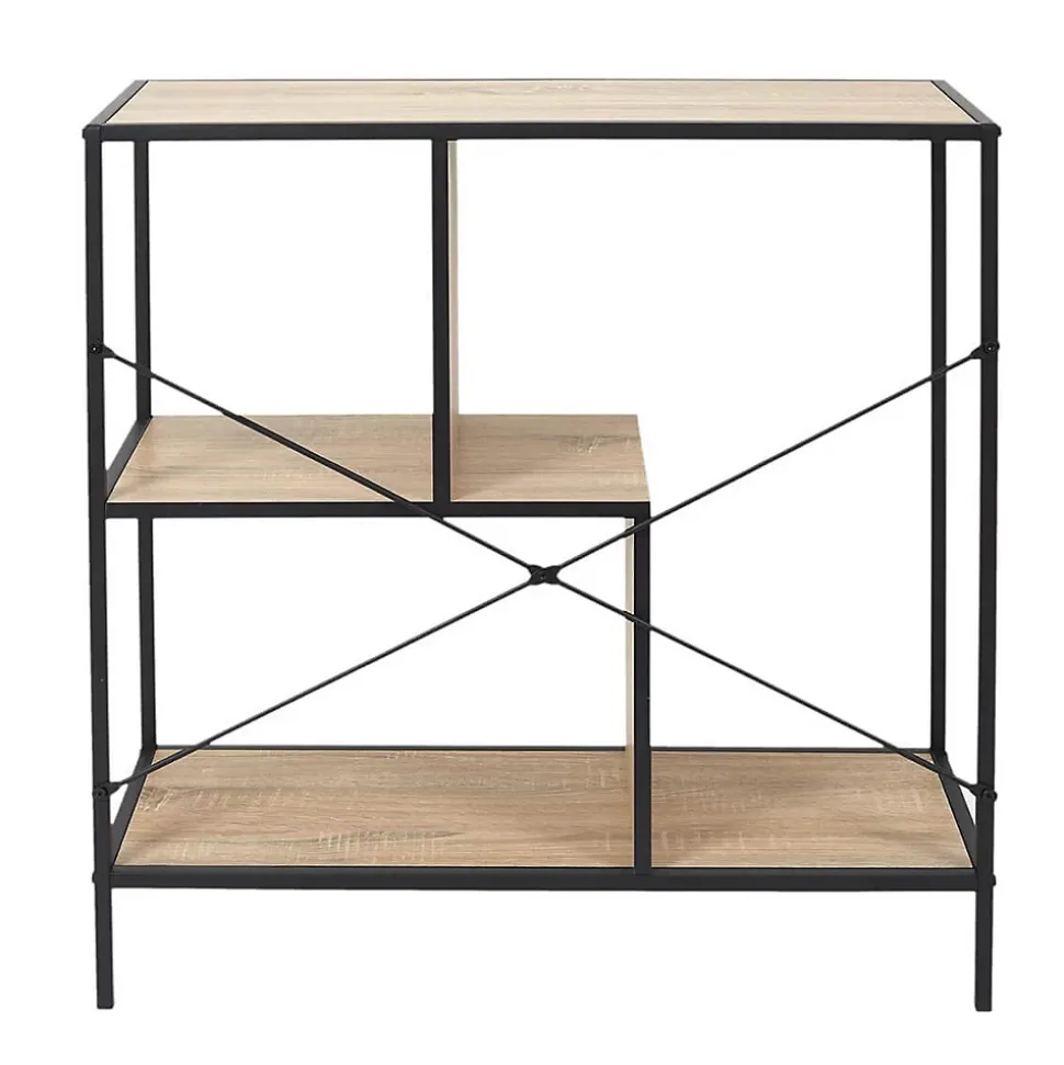 ENDIS - Etagère 3 Niveaux Aspect Bois et Métal Noir