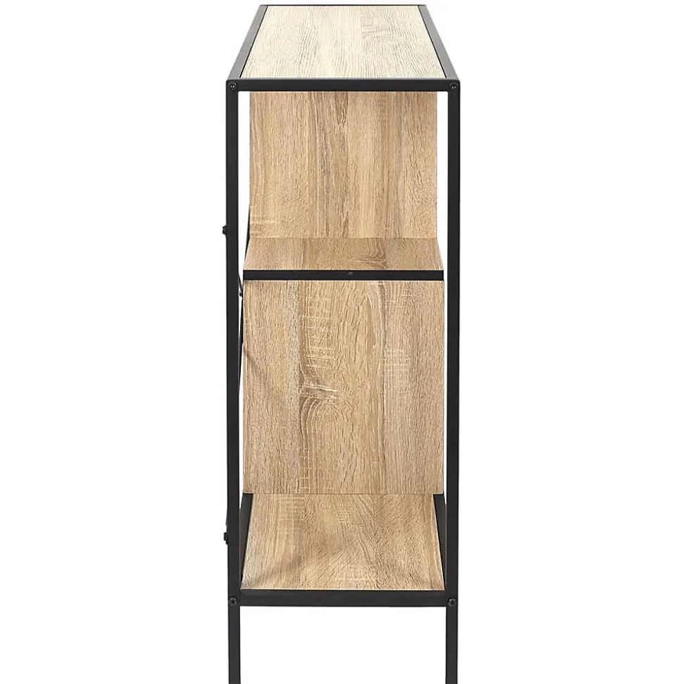 ENDIS - Etagère 3 Niveaux Aspect Bois et Métal Noir