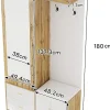 Ensemble armoire blanc et bois, miroir, meuble à chaussures, banc avec porte-manteaux