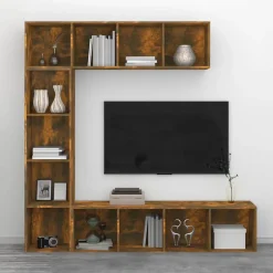 Ensemble bibliothèque/meuble TV 3 pcs Chêne fumé 180x30x180 cm vidaXL