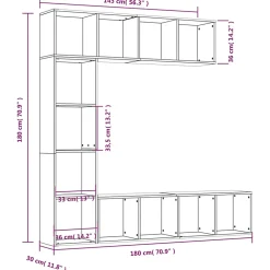 Ensemble bibliothèque/meuble TV 3 pcs Chêne fumé 180x30x180 cm vidaXL