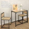 Ensemble chaises de salle à manger 3 pièces Bois et Acier Bois clair