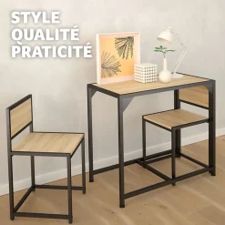 Ensemble chaises de salle à manger 3 pièces Bois et Acier Bois clair