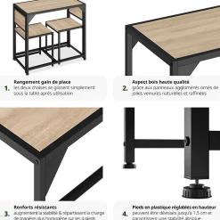 Ensemble chaises de salle à manger 3 pièces Bois et Acier Bois clair