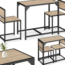 Ensemble chaises de salle à manger 3 pièces Bois et Acier Bois clair
