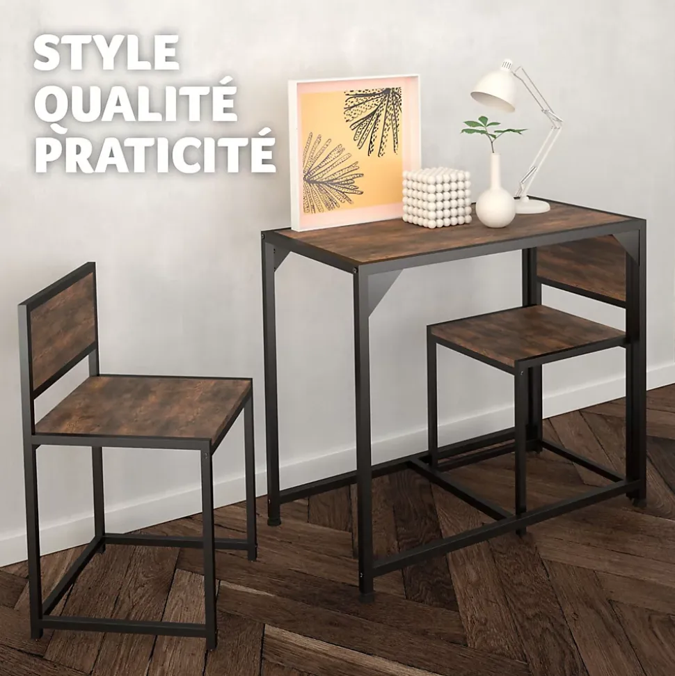 Ensemble chaises de salle à manger 3 pièces Bois et Acier Bois foncé