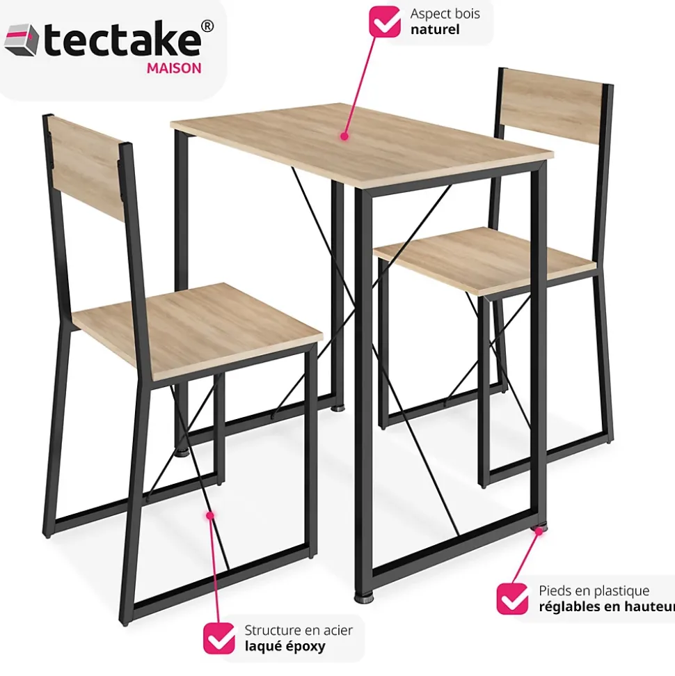 Ensemble chaises de salle à manger 3 pièces Bois et Acier Bois clair