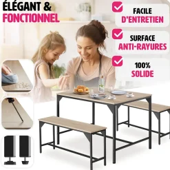 Ensemble chaises de salle à manger 3 pièces Bois et Acier Bois clair