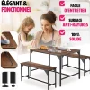 Ensemble chaises de salle à manger 3 pièces Bois et Acier Bois foncé