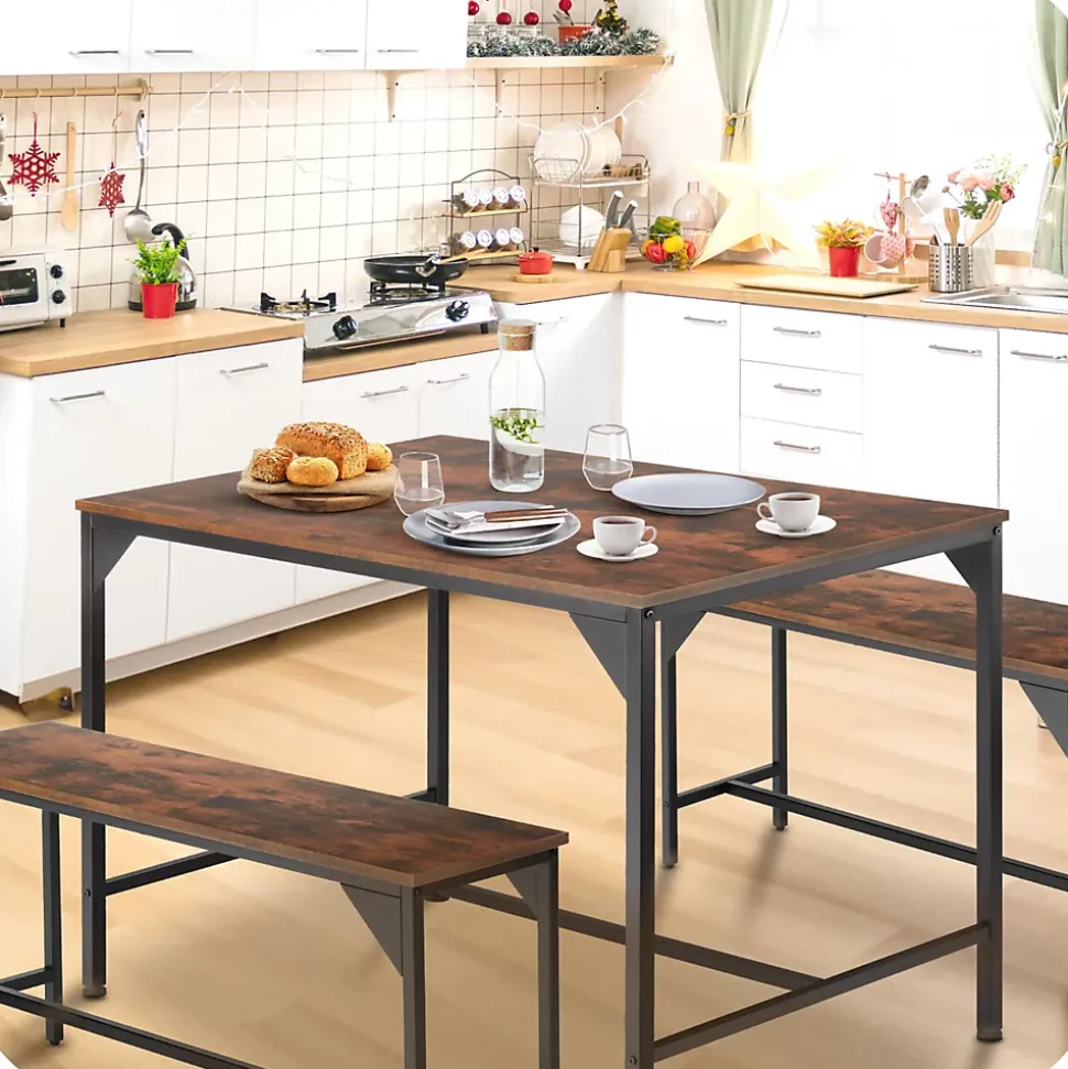 Ensemble chaises de salle à manger 3 pièces Bois et Acier Bois foncé