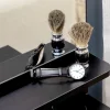 Ensemble coiffeuse tabouret design contemporain multi-rangement 4 tiroirs 4 étagères grand miroir noir blanc