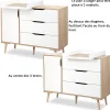 Ensemble Commode à Langer Et Lit Bébé Style Scandinave 120x60 Blanc
