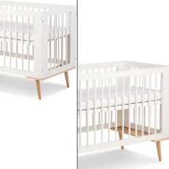 Ensemble Commode à Langer Et Lit Bébé Style Scandinave 120x60 Blanc