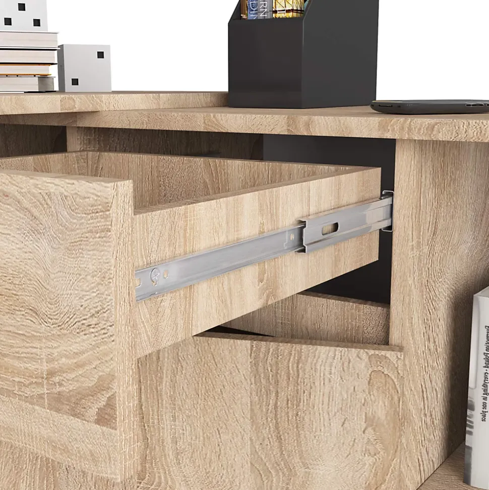 Ensemble d'angle AKORD bureau B17 avec commode Chêne Sonoma 120 cm 1 porte 1 tiroir façade Chêne Sonoma 6 étagères 120x126x79 cm
