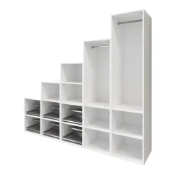Ensemble d’armoires portes blanches et anthracite GoodHome Atomia H. 225 x L. 250 x P. 60 cm