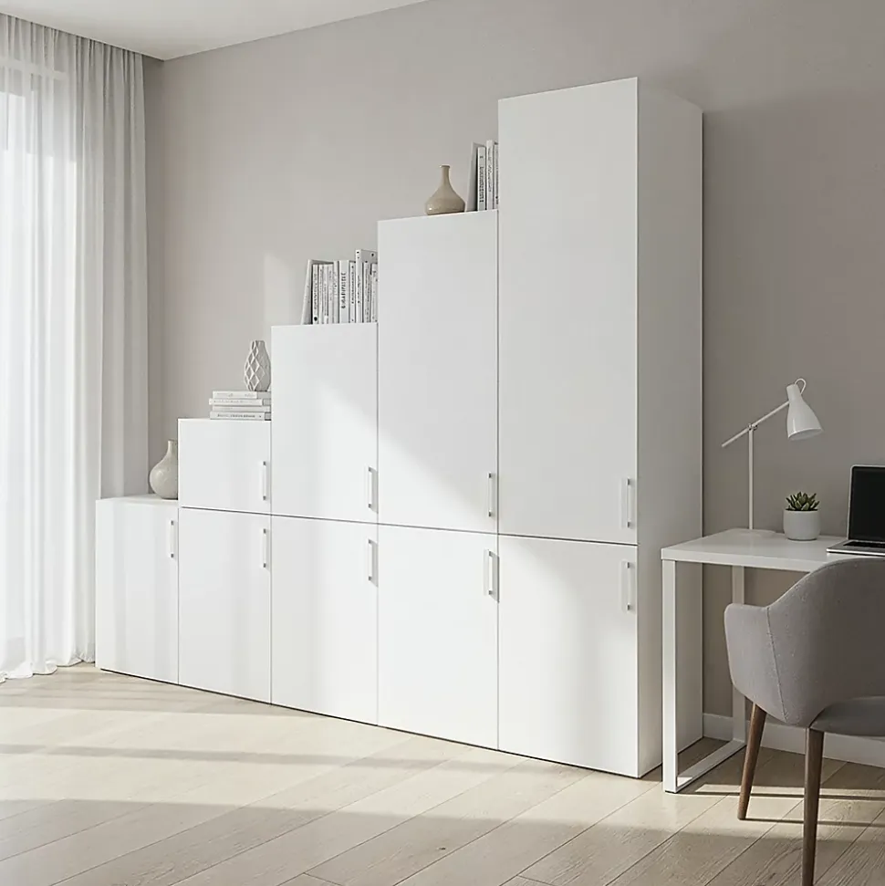 Ensemble d’armoires portes battantes sous pente et/ou comble blanches GoodHome Atomia H. 225 x L. 250 x P. 60 cm