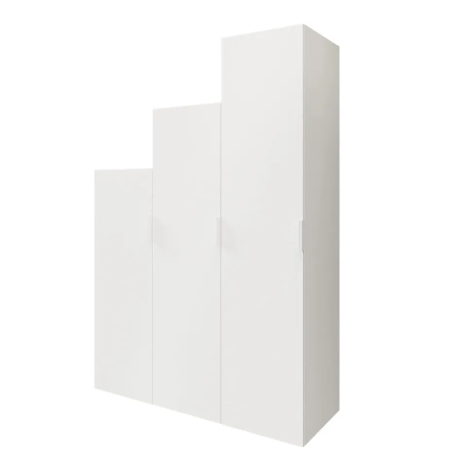 Ensemble d’armoires portes battantes sous pente et/ou comble blanches avec étagère à chaussures GoodHome Atomia H. 225 x L. 150 x P. 60 cm