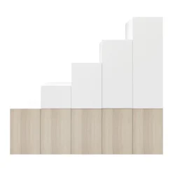 Ensemble d’armoires portes battantes sous pente et/ou comble blanches et effet chêne GoodHome Atomia H. 225 x L. 250 x P. 60 cm