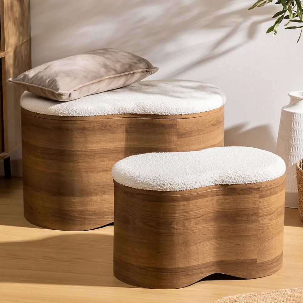 Ensemble de 2 bancs coffres effet bois et bouclette LOE