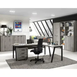Ensemble de 8 meubles de bureau professionnel coloris gris effet bois collection SOON