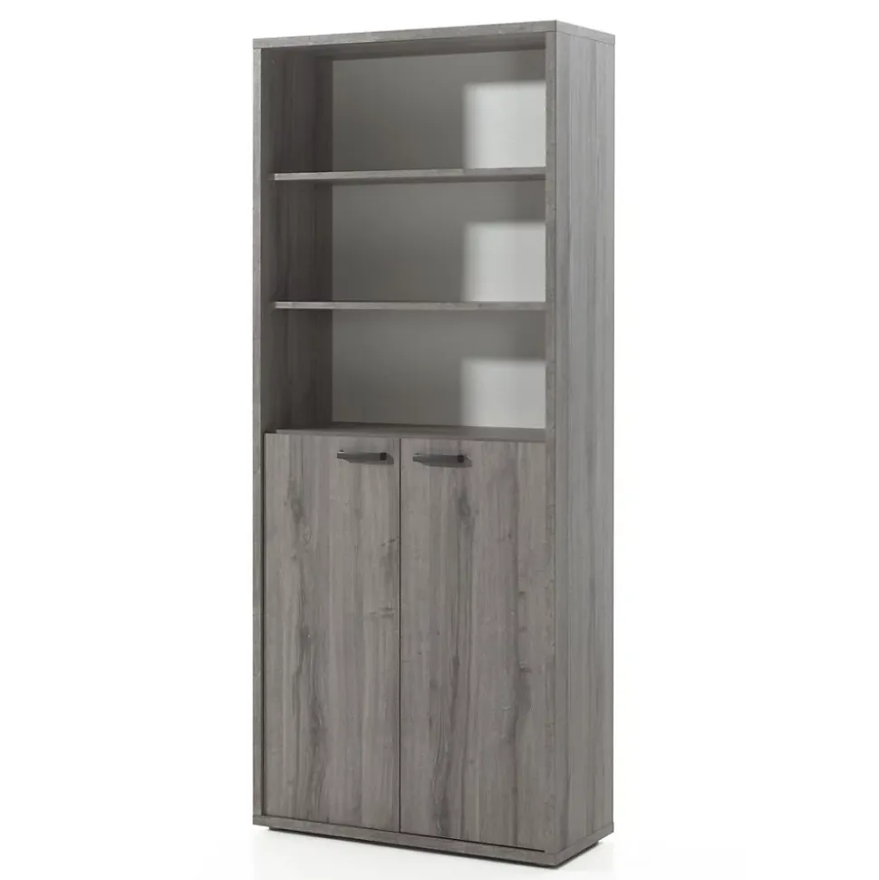Ensemble de 8 meubles de bureau professionnel coloris gris effet bois collection SOON