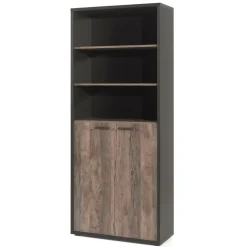 Ensemble de 8 meubles de bureau professionnel coloris chene vieilli et noir collection SOON