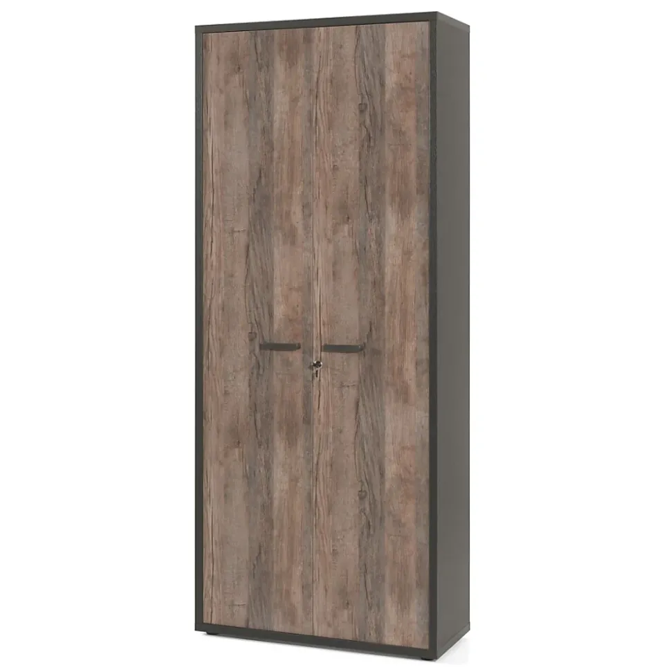 Ensemble de 8 meubles de bureau professionnel coloris chene vieilli et noir collection SOON