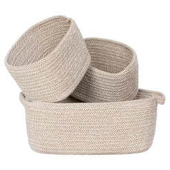 Ensemble de 3 Paniers Teixo en Coton Beige - Organisation Élégante et Pratique