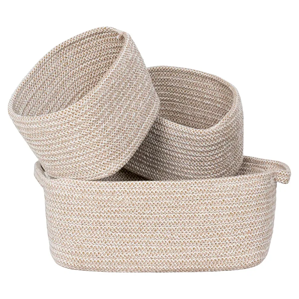 Ensemble de 3 Paniers Teixo en Coton Beige - Organisation Élégante et Pratique