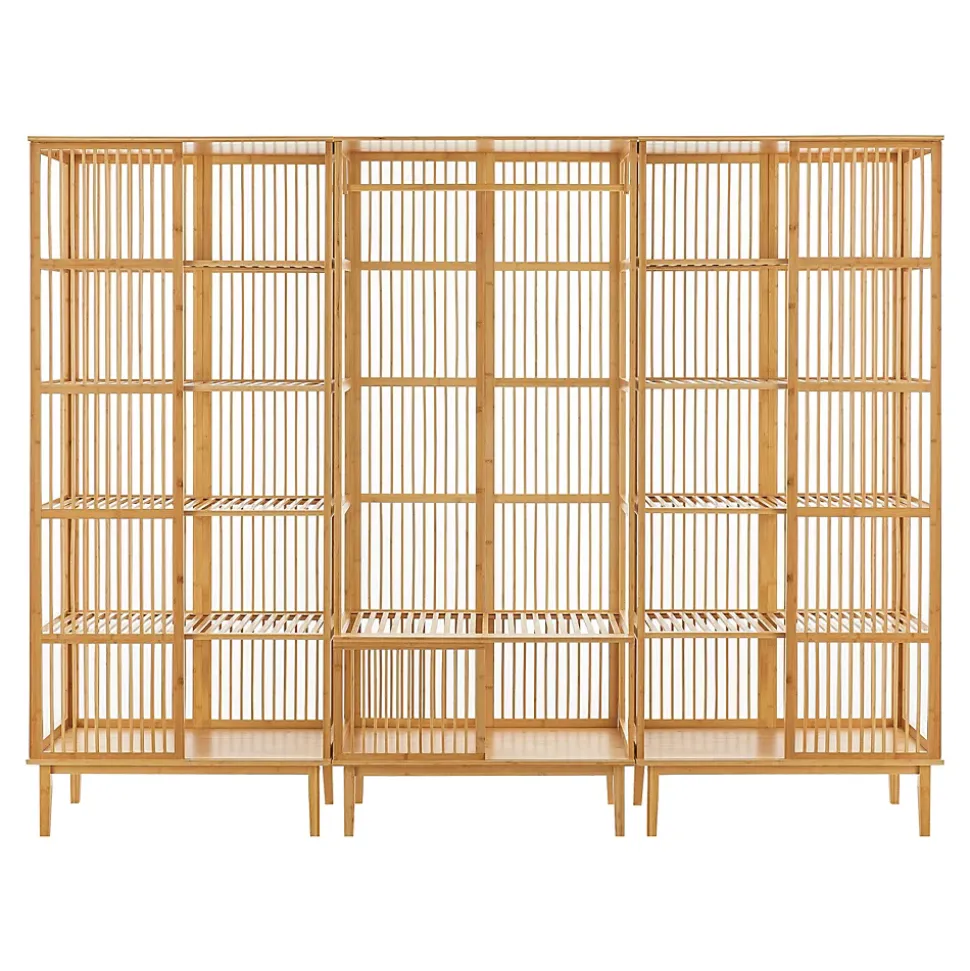 Ensemble de 1 portant Vemb et 2 étagères Trundholm bambou 185 x 240 x 45 cm naturel