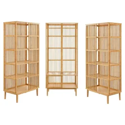 Ensemble de 1 portant Vemb et 2 étagères Trundholm bambou 185 x 240 x 45 cm naturel