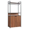Ensemble de 3 portants à vêtements Larem 7 étagères armoire noir effet noyer en.casa