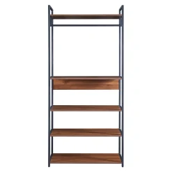 Ensemble de 2 portants à vêtements Larem armoire 7 étagères noir effet noyer en.casa