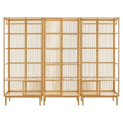 Ensemble de 2 portants Vemb et 1 étagère Trundholm bambou 185 x 240 x 45 cm naturel