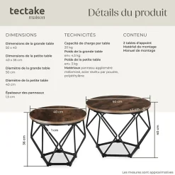 Ensemble de 2 Tables basses Style industriel