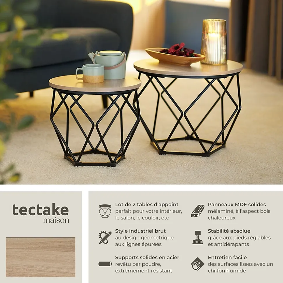 Ensemble de 2 Tables basses Style industriel