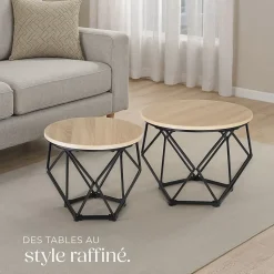 Ensemble de 2 Tables basses Style industriel