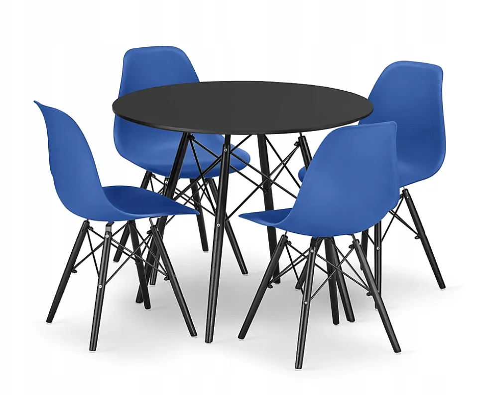 Ensemble de 4 tables rondes noires au design moderne Valora KOVA 80