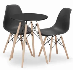 Ensemble de 2 tables rondes Valora KOVA 60 en bois de hêtre noir