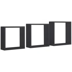 Ensemble de 3 étagères murales décoratives cubiques, noires, 30x30x10 cm, 27x27x10 cm et 24x24x10 cm - Incubo Slim