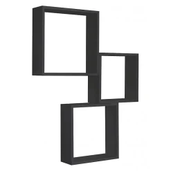 Ensemble de 3 étagères murales décoratives cubiques, noires, 30x30x10 cm, 27x27x10 cm et 24x24x10 cm - Incubo Slim